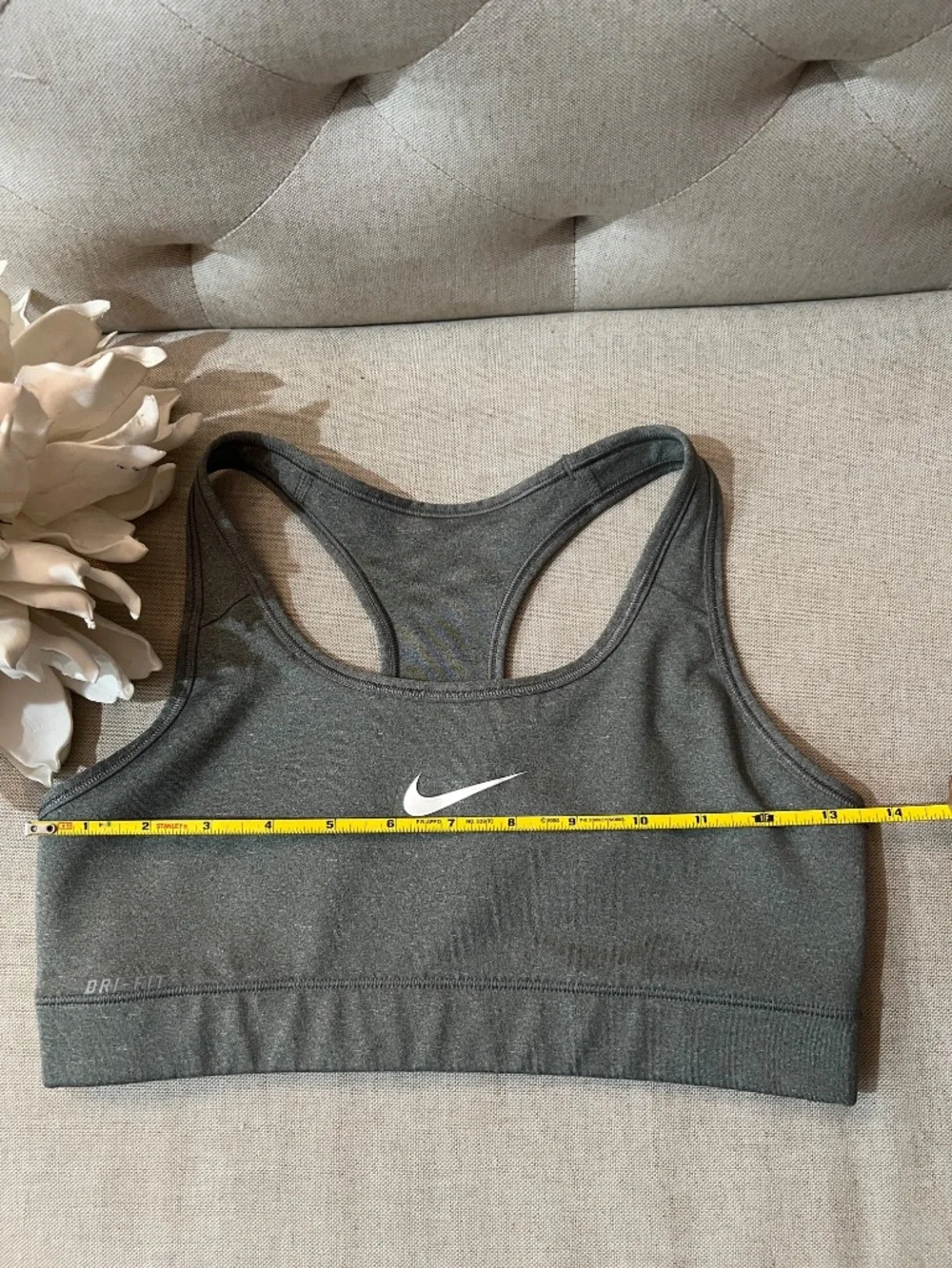 Nike Pro Dri-FIT Gray Heathered Racerback Sports Bra - Size XS